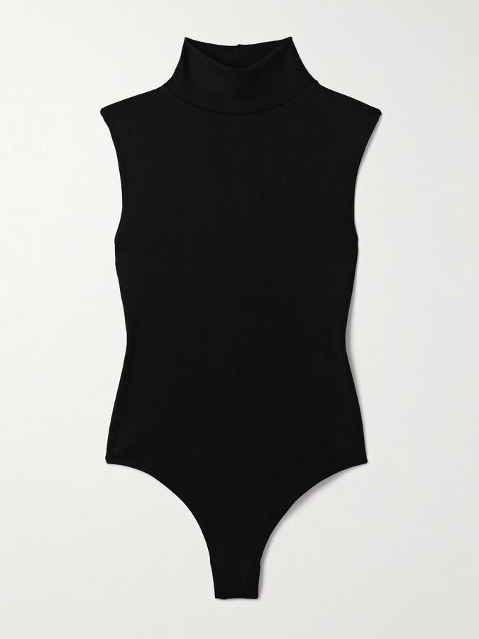 THE PARK - Joyce Stretch-tencel™ Lyocell Jersey Turtleneck Thong Bodysuit - Black