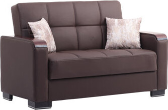 Orren Ellis Neubauer 65 in. Vegan Leather 2-Seater 3-in-1 Sleeper Loveseat Sofa Bed with Storage