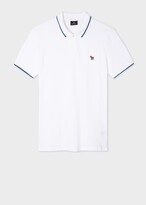 Thumbnail for your product : Paul Smith Men's Slim-Fit White Zebra Logo Cotton Polo Shirt With Blue Tipping