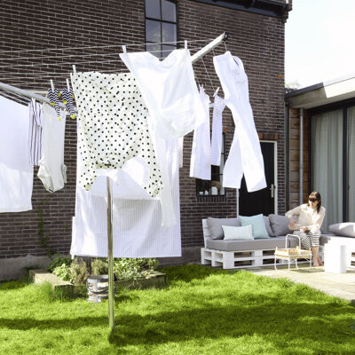 Brabantia Topspinner Outdoor Clothesline - 131 Feet (40 Meters), 3 Arms, with Concrete Tube