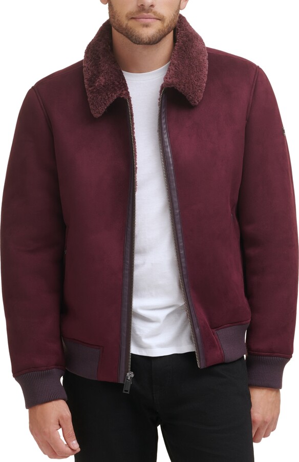 DKNY Men's Faux Shearling Bomber Jacket with Faux Fur Collar, Created for  Macy's - ShopStyle