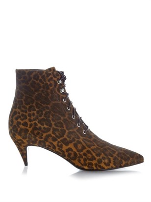 Saint Laurent Cat leopard-print suede ankle boots