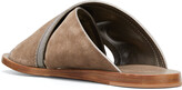 Thumbnail for your product : Brunello Cucinelli Suede Monili Crisscross Flat Slide Sandals