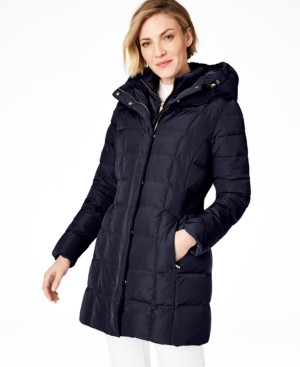 cole haan signature hooded down maxi puffer coat