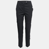 Black Crepe Wool Zip Detail Trousers  