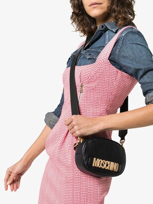 Moschino Black Logo Leather Camera Bag