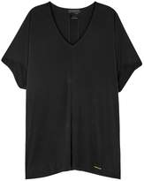 Donna Karan Black Draped Jersey Top 