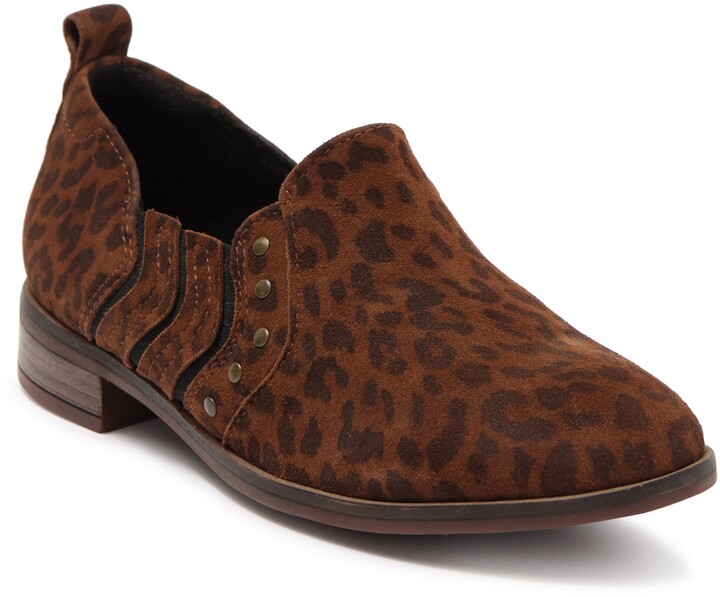 Clarks Trish Bell Studded Leopard Print Leather Flat - ShopStyle