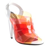 Thumbnail for your product : Fendi pink transparent rubber accent leather peep toe pumps