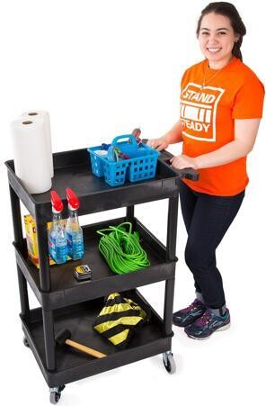 Stand Steady Tubstr Compact 3 Shelf Utility Cart Heavy Duty Service Cart Supports up to 300 lbs! Tub Cart with Deep Shelves Great for Warehouse, Garage,...