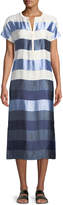 St. John Collection Block-Stripe Twill Dress