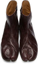 Thumbnail for your product : Maison Margiela Burgundy Tabi Flat Ankle Boots