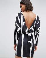 Thumbnail for your product : ASOS Knot Back Batwing Dress In Blurred Stripe Print