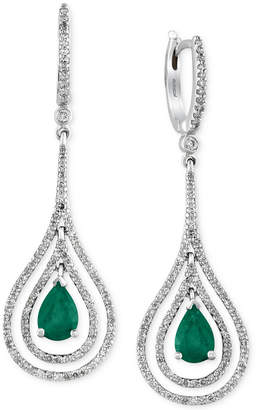 Effy Brasilica by Emerald (1-1/8 ct. t.w.) and Diamond (3/4 ct. t.w.) Earrings in 14k White Gold, Created for Macy's