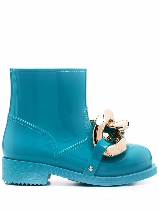Blue - Save 20% Womens Shoes Boots Ankle boots JW Anderson Chain Rubber Ankle Boots in Turquoise 