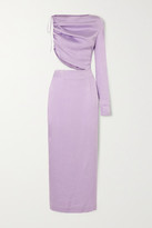 Thumbnail for your product : MATÉRIEL Leo One-sleeve Cutout Satin-jacquard Midi Dress - Lilac