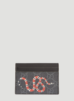 Gucci Black Kingsnake Print Leather Men's Bifold Wallet