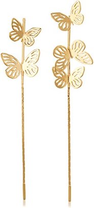 Lara Bohinc Women's 18ct Yellow Gold Plated Sterling Silver Butterfly Drop Earrings