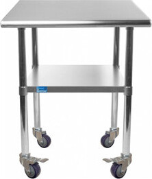 Amgood 30x18 Rolling Prep Table With Stainless Steel Top