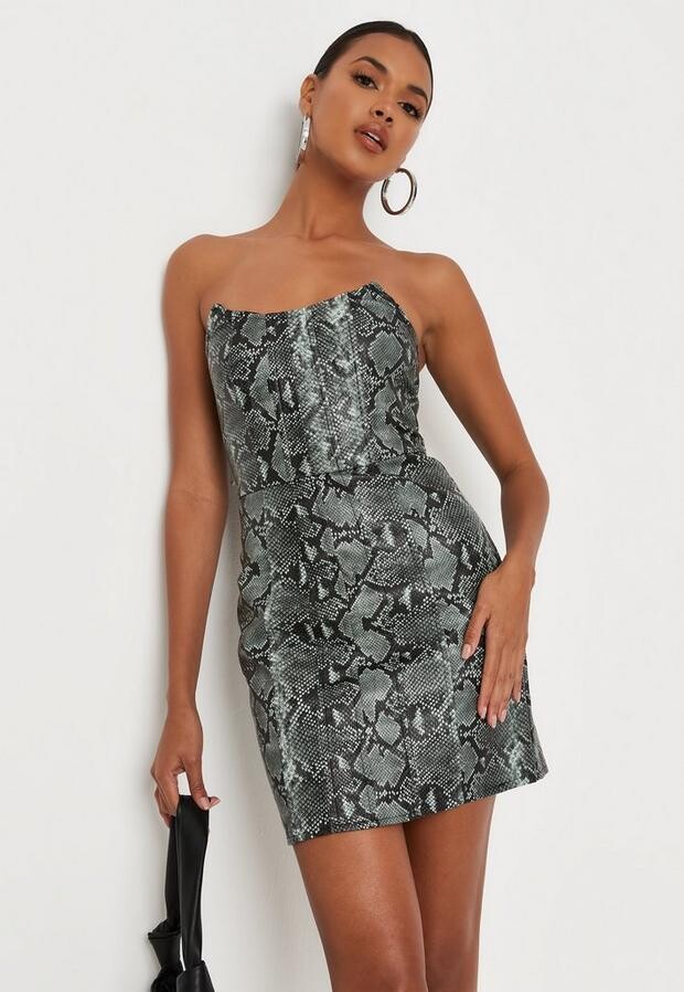 snakeskin bandeau dress