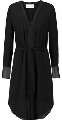 By Malene Birger Belted Chiffon-Trimmed Crepe Dress