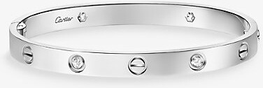 Cartier Womens White Gold Love Classic 18ct White-Gold and 0.42ct Diamond Single-Screw Closure Bracelet 21cm