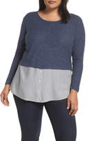 Thumbnail for your product : Vince Camuto Stripe Hem Mixed Media Top