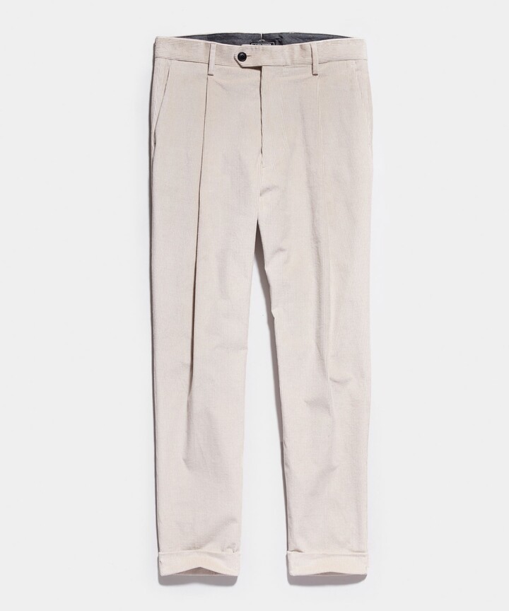 Todd Snyder Italian Pleated Corduroy Trouser in Stone ShopStyle Pants