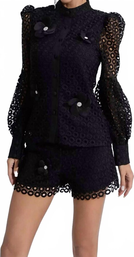 BEULAHSTYLE Macy Hollow Floral Set In Black