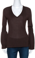 Brown Cashmere Knit Long Sleeve Top M 