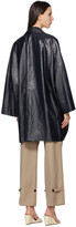Thumbnail for your product : DRAE Navy Faux-Leather Boxy Coat