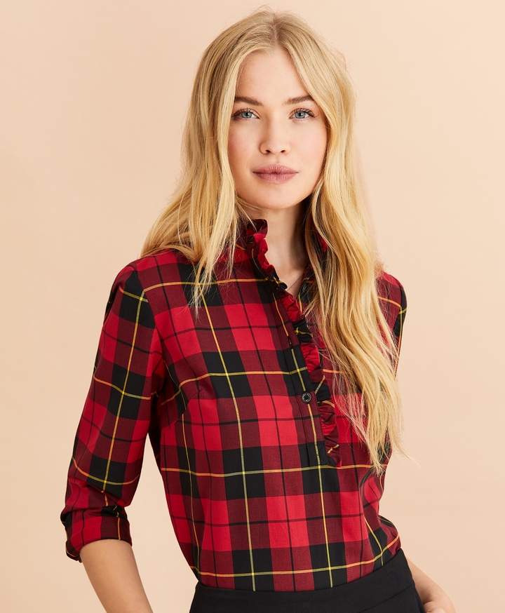 Brooks Brothers Plaid Flannel Pop-Over Shirt - ShopStyle Tops