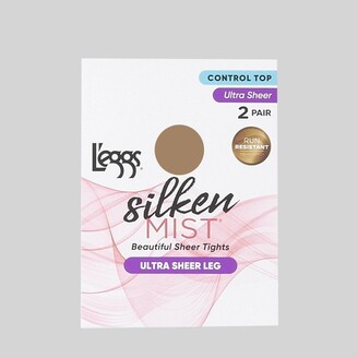 L'eggs Silken Mist Women's Ultra Sheer Run Resistant 2pk Pantyhose -