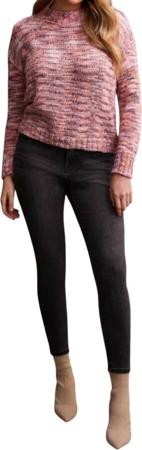 Tribal Long Sleeve Mock Neck Sweater In Azalea