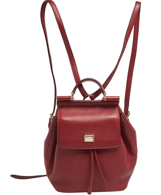 Dolce & Gabbana Red Leather Small Sicily Backpack