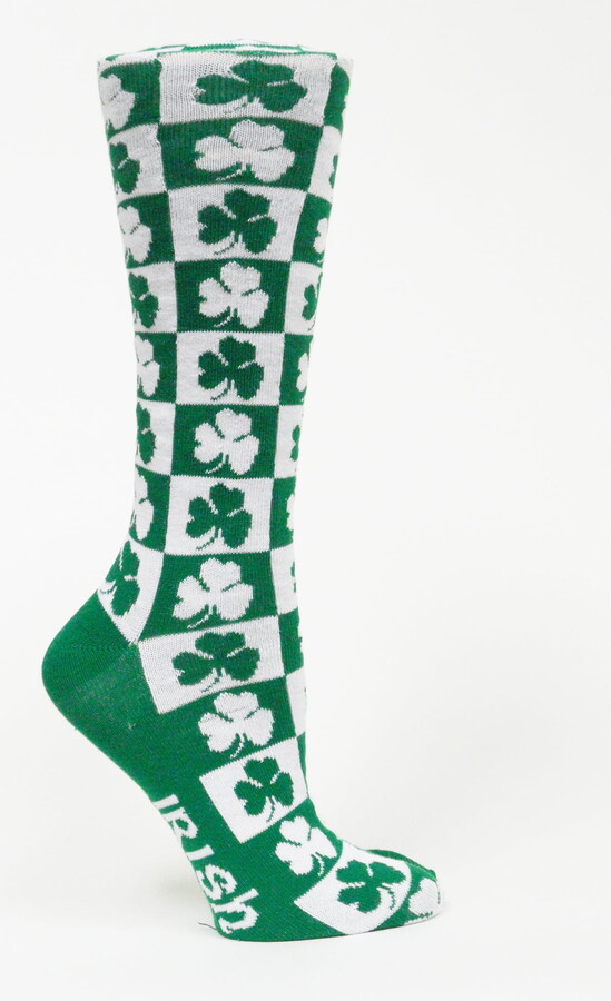 Irish St Patrick’s Day Checkerboard Dress Socks – Donegal Bay – Unisex – One Size – Mid-Calf