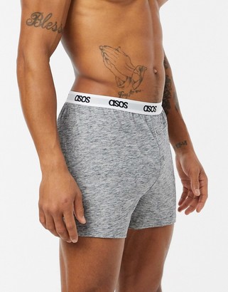 ASOS DESIGN 3 pack jersey boxers in grey space dye with branded waistband saving