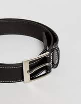 Thumbnail for your product : ASOS Smart Slim Belt In Black Leather With Contrast Stitching