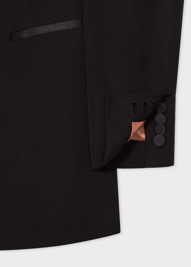 Women's Black DoubleBreasted Tuxedo Blazer With Satin Details ShopStyle