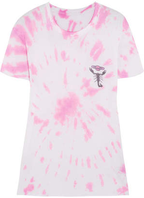 The Elder Statesman Printed Tie-dye Silk And Cashmere-blend T-shirt - Pink