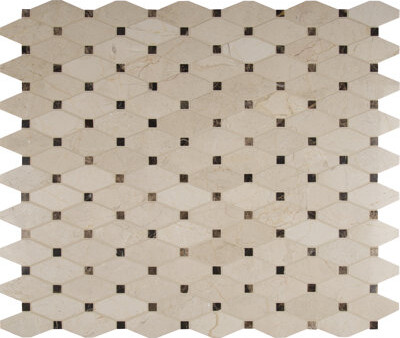 Ackland Crema Marfil Octagon 12 in. x 15 in. Polished Marble Mosaic Floor and Wall Tile