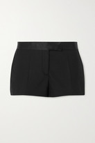 Thumbnail for your product : Tom Ford Silk Satin-trimmed Wool-blend Shorts - Black