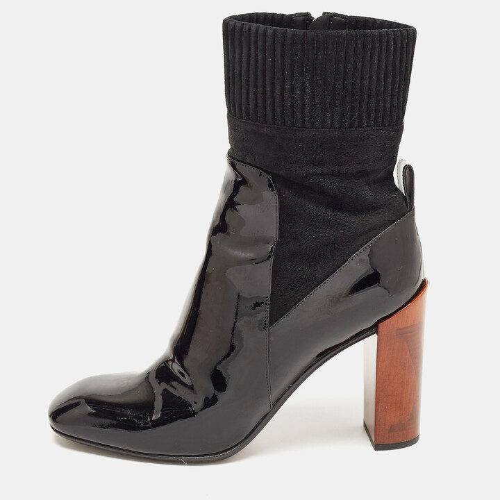 Louis Vuitton Black Suede Crossroads Wedge Heeled Ankle Boots