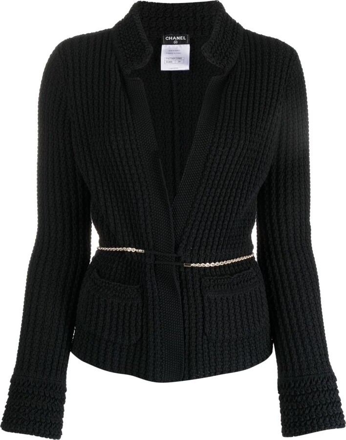 Chanel Pre-owned 1990-2000s grid-pattern Knit Cardigan - Black