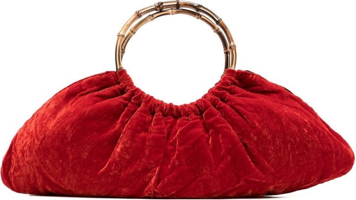 Mcm Women's Red Velvet Crystal Studs Crossbody Camera Belt Bag