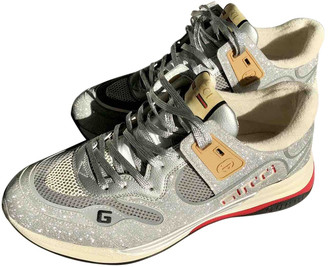 Gucci Ultrapace Silver Leather Trainers