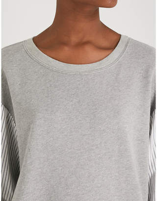 Stateside Striped-sleeve cotton-jersey sweatshirt