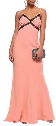 Moschino Lace-trimmed Gathered Satin-crepe Gown