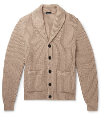 Tom Ford Shawl-Collar Cable-Knit Cashmere And Mohair-Blend Cardigan