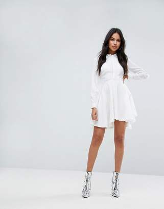 Missguided Chiffon Pleated Front Skater Dress